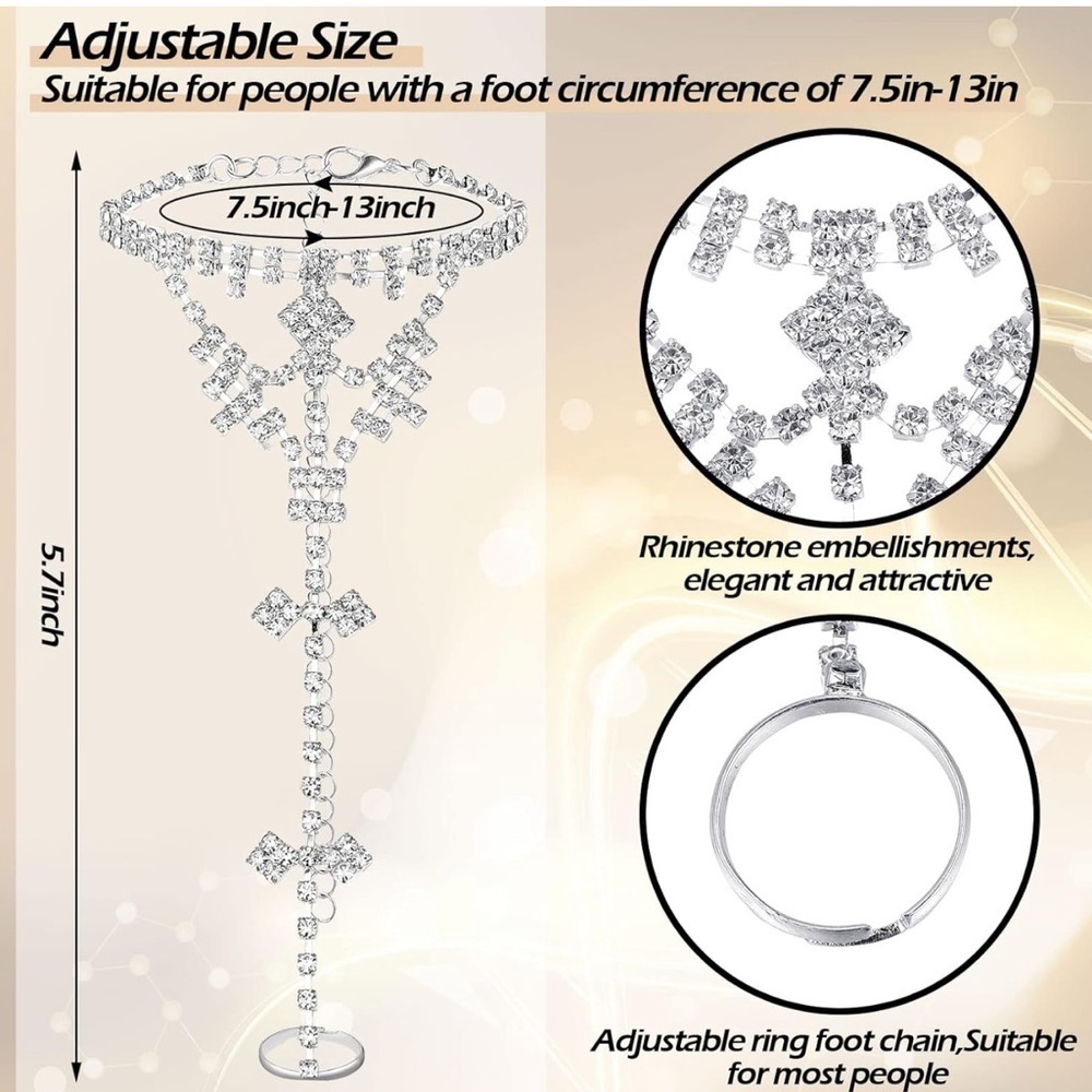 Silver Rhinestone Foot Chain Jewelry/Sandals - Picture 10 of 10